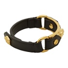 Versace Black and Gold Leather Medusa Bracelet