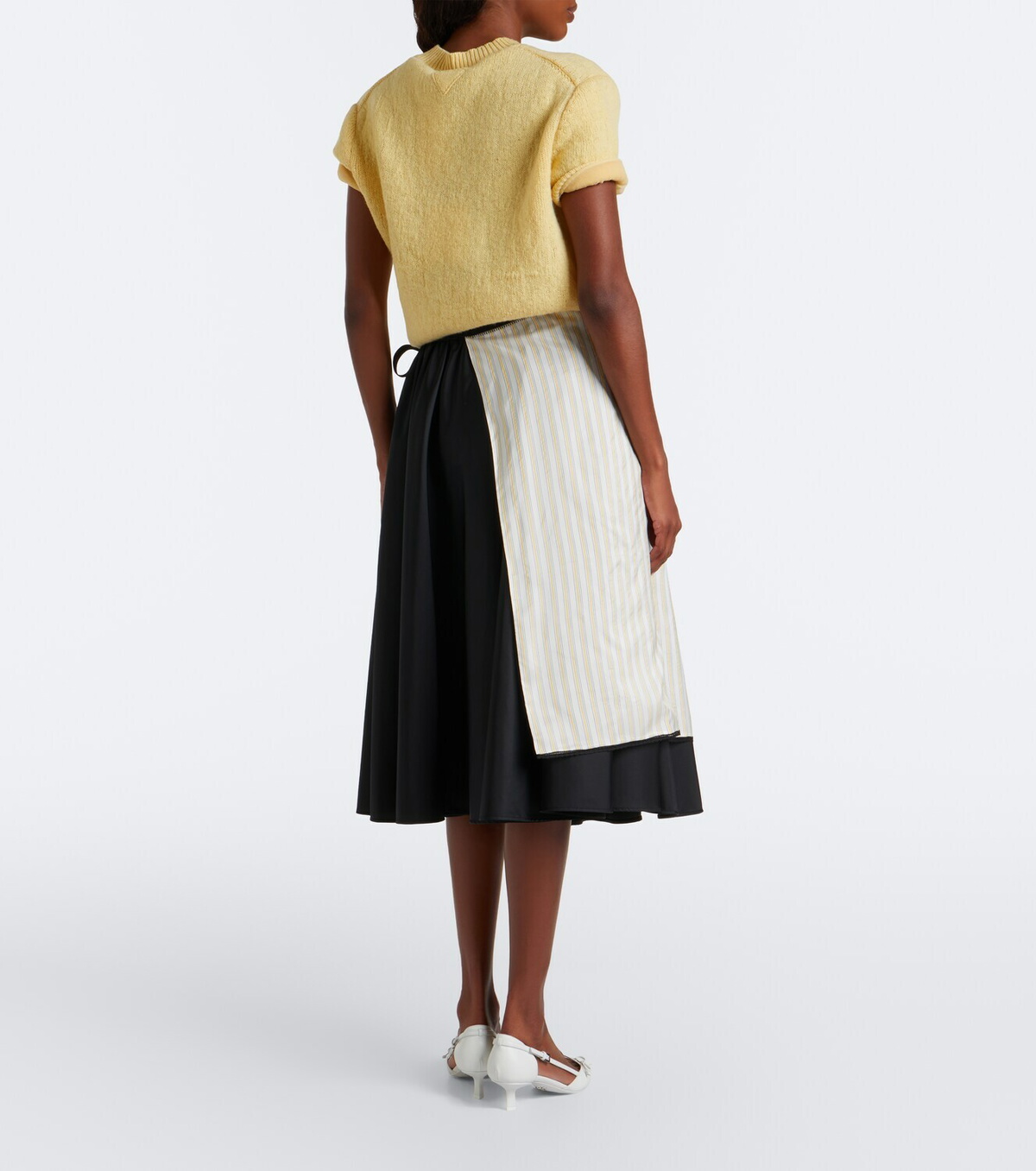 Prada Embroidered striped wrap skirt