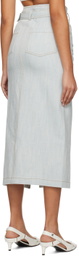 Elleme Blue Belted Denim Midi Skirt