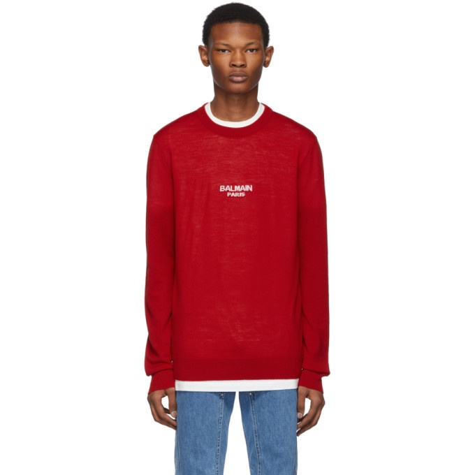 Photo: Balmain Red Logo Sweater