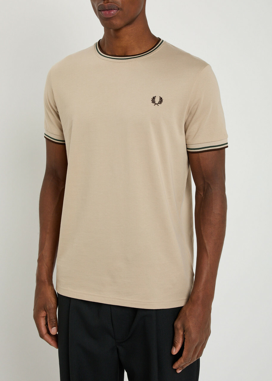 Fred Perry Twin Tipped Logo Cotton T-shirt Ecru