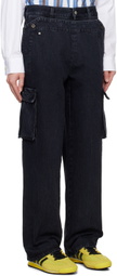 le PÈRE Black Peek-A-Boo Denim Cargo Pants