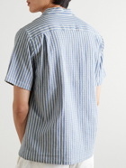 Portuguese Flannel - Convertible-Collar Striped Cotton-Blend Chambray-Jacquard Shirt - Blue