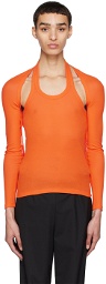 Dion Lee Orange Modular Halter Long Sleeve T-Shirt