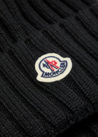 Moncler Ribbed Wool Bobble hat - Black - One Size