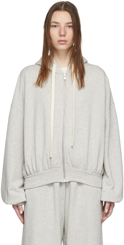 Photo: HALFBOY Grey Cropped Zip-Up Hoodie