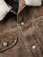 Acne Studios - Orsan Fleece-Trimmed Padded Distressed Cotton-Canvas Jacket - Brown