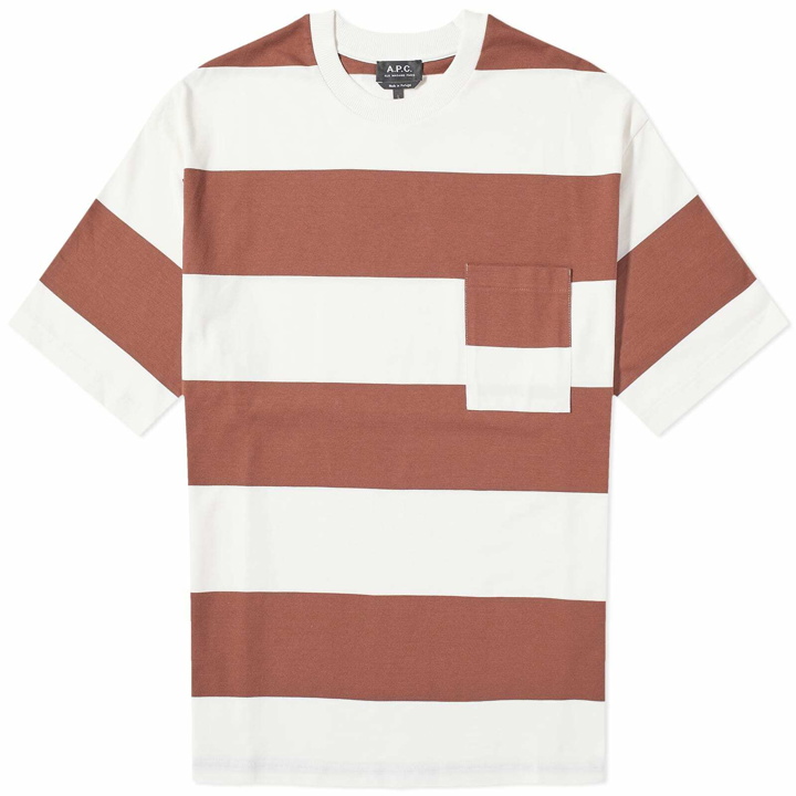Photo: A.P.C. Men's Anthony Block Stripe T-Shirt in Whisky