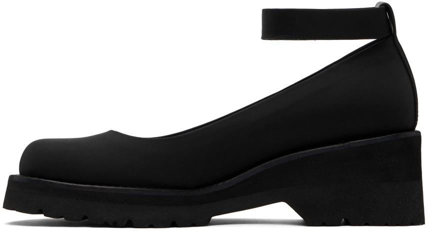 AMOMENTO Black Round Toe Strap Ballerina Flats