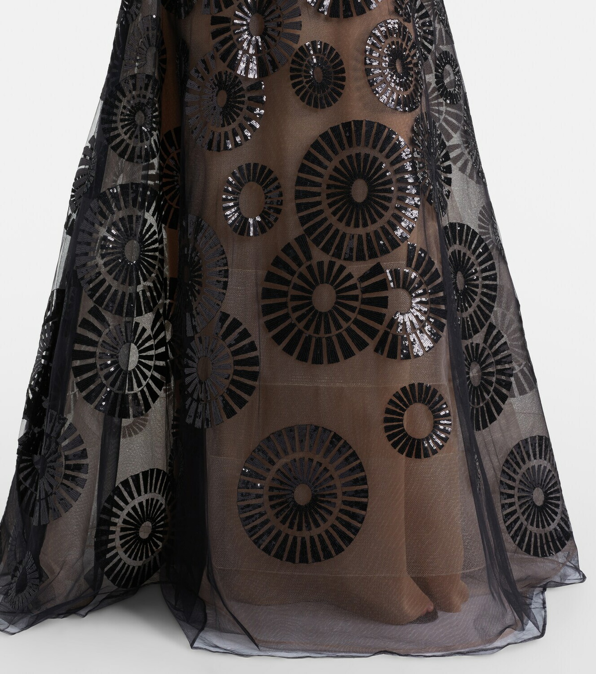 Elie Saab Scarf-detail sequined tulle gown