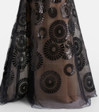 Elie Saab Scarf-detail sequined tulle gown