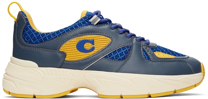 Photo: Coach 1941 Blue Leather Tech Runner Sneakers