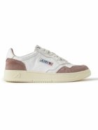 Autry - Medalist Distressed Suede-Trimmed Leather Sneakers - Pink