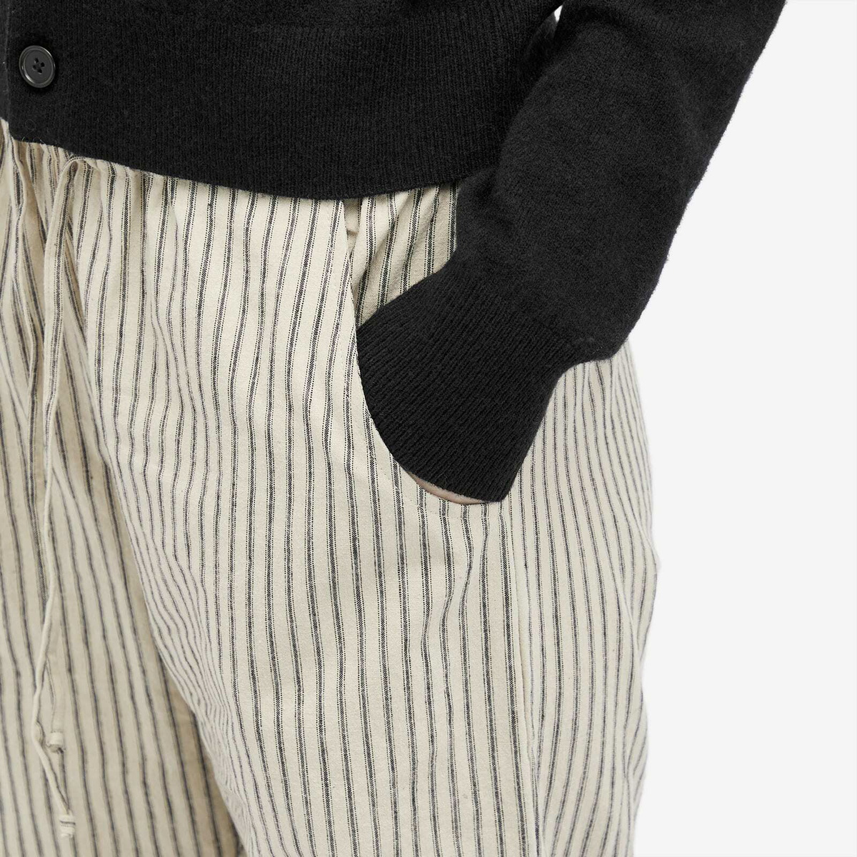 DONNI. Women's Linen Stripe Drawstring Pant in Stone Stripe