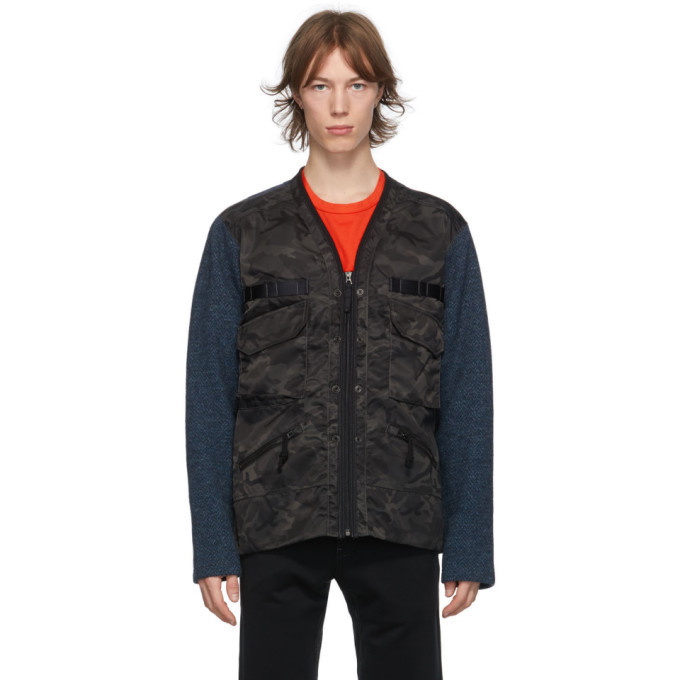 Photo: Junya Watanabe Navy Camo and Herringbone Cardigan