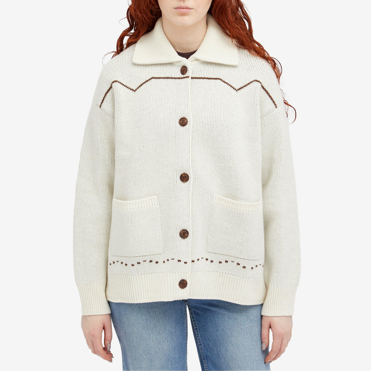 Nudie Jeans Co Women's Sharon Western Knit Cardigan in Chalk White