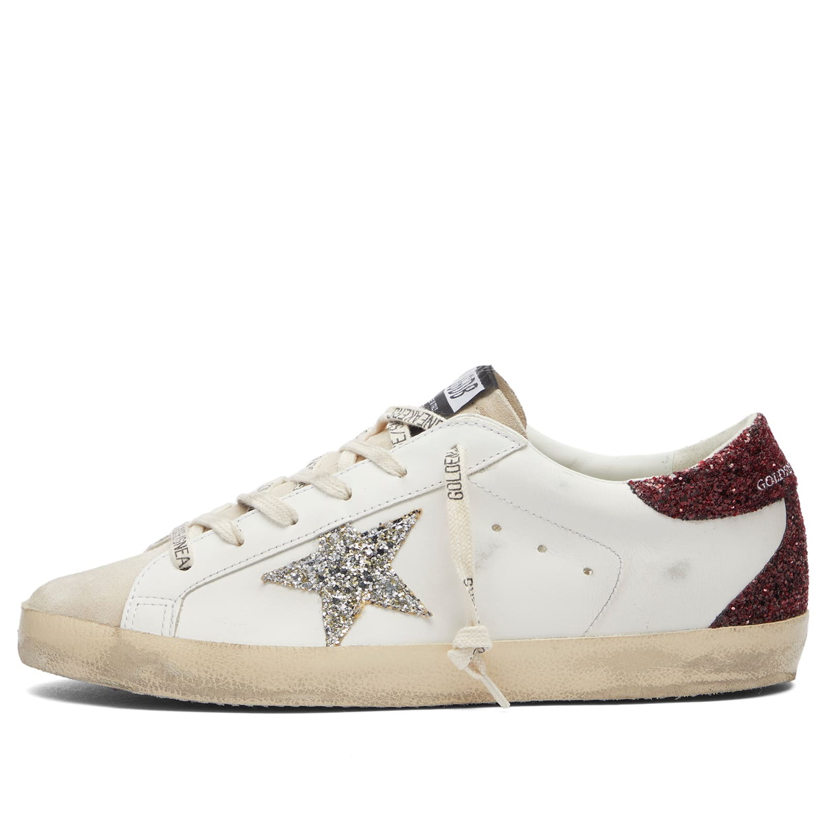 ★Golden ★ Superstar Sneakers White Gold GWF00498F0047 Golden Goose Women's Super Star Sneaker in White/Bordeaux