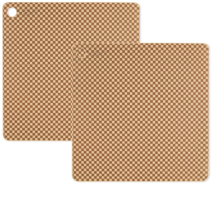 Photo: OYOY Placemat Checker - Pack of 2 in Dusty Blue/Choko
