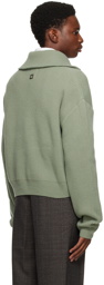Wooyoungmi Green Half-Zip Sweater