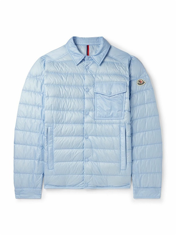 Photo: Moncler - Logo-Appliquéd Quilted Shell Down Shirt Jacket - Blue