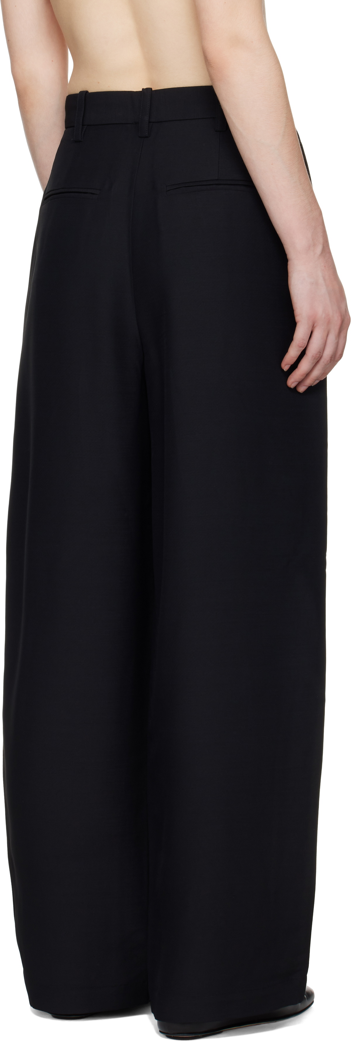 CO Black Pleated Barrel Trousers