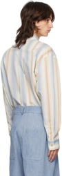 King & Tuckfield Blue & Beige Pocket Oversized Shirt