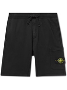 Stone Island - Straight-Leg Logo-Appliquéd Cotton-Jersey Drawstring Shorts - Black