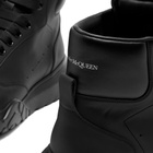 Alexander McQueen Men's Court Mid Nappa Leather Sneakers in Black/Black