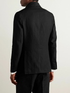 De Petrillo - Cantone Shawl-Collar Double-Breasted Linen Tuxedo Jacket - Black
