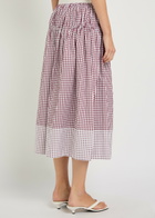 Liberowe Eve Checked Cotton Midi Skirt Pink
