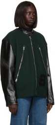 MM6 Maison Margiela Green Paneled Leather Jacket