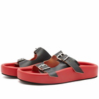 Maison Margiela Men's Leather Strap Sandal in Black/True Red