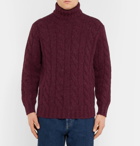 Brunello Cucinelli - Cable-Knit Alpaca-Blend Rollneck Sweater - Burgundy