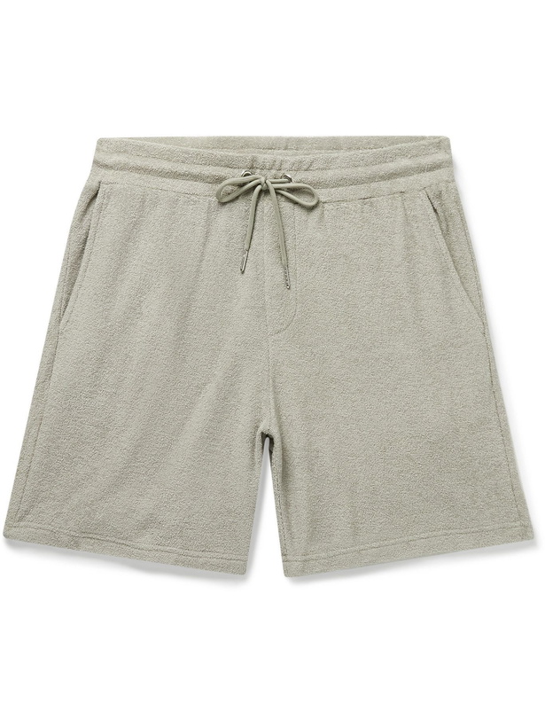 Photo: NN07 - Cameron Slim-Fit Cotton-Terry Drawstring Shorts - Gray