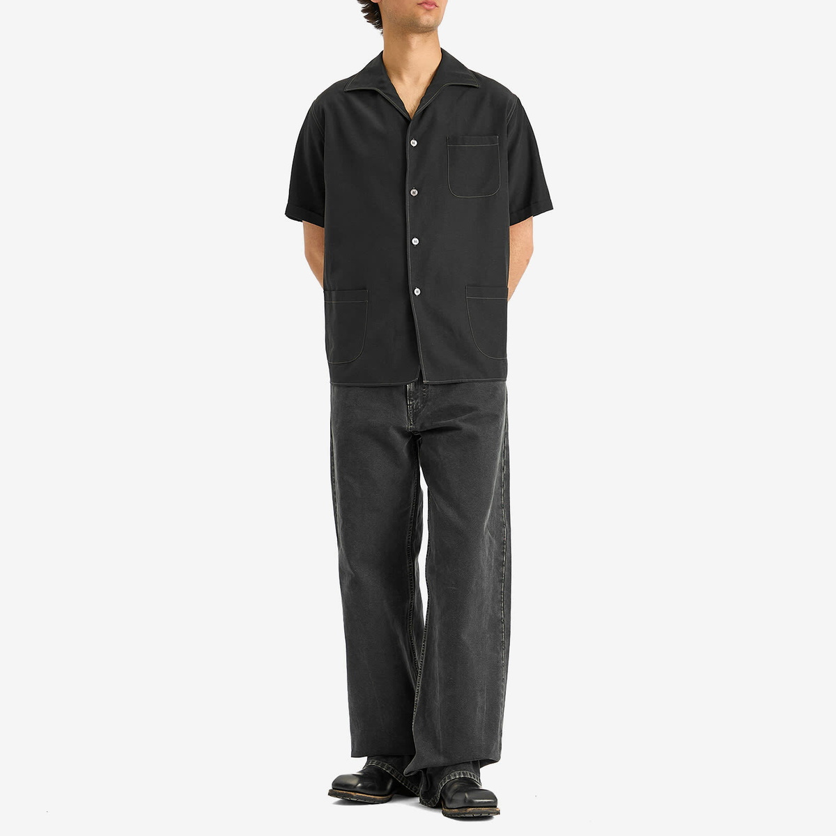 Maison Margiela Men's Short Sleeve Shirt in Black Maison Margiela
