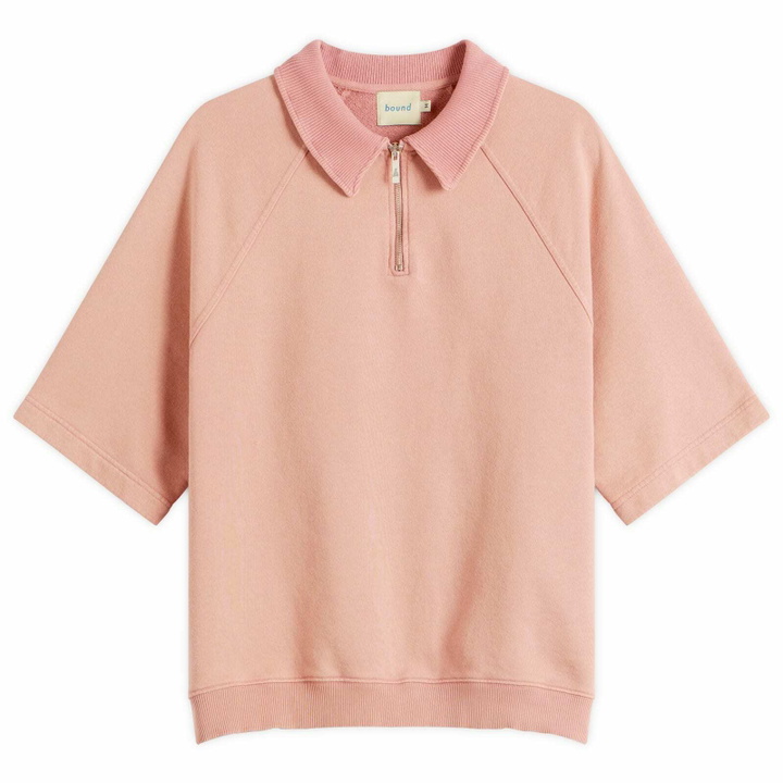 Photo: Bound Men's Snow Wash Jersey Half Zip Polo in Pink