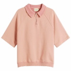 Bound Men's Snow Wash Jersey Half Zip Polo in Pink