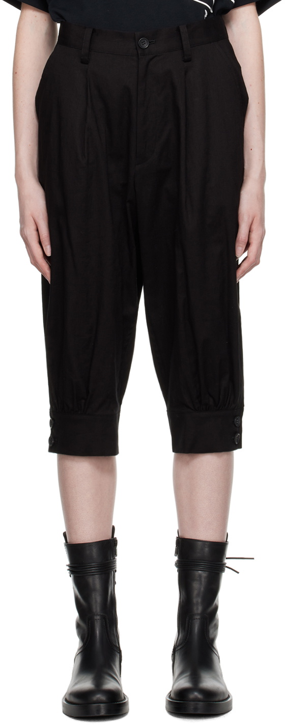 Yohji Yamamoto Black Gathered Hem Trousers