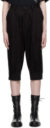 Yohji Yamamoto Black Gathered Hem Trousers