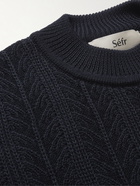 SÉFR - Rufus Cable-Knit Merino Wool-Blend Sweater - Blue