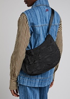 Damson Madder Crescent Bow-embroidered Satin Shoulder bag - Black - One Size