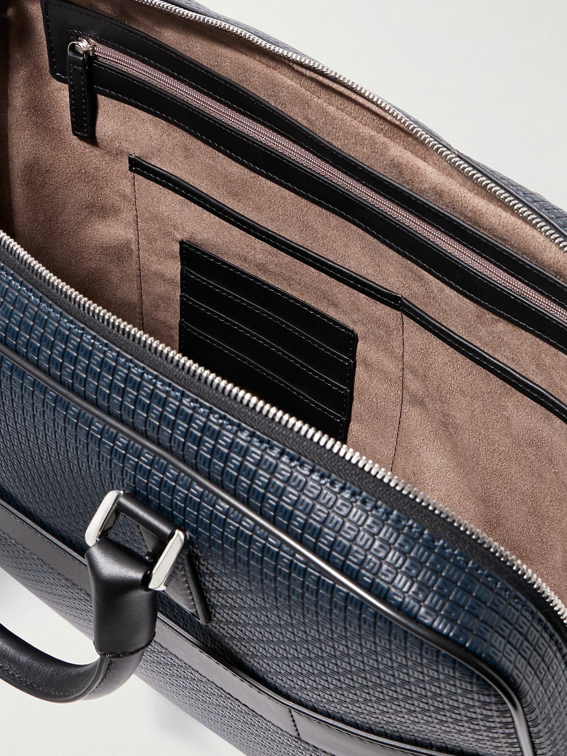 Serapian - Leather-Trimmed Logo-Embossed Stepan Coated-Canvas Briefcase