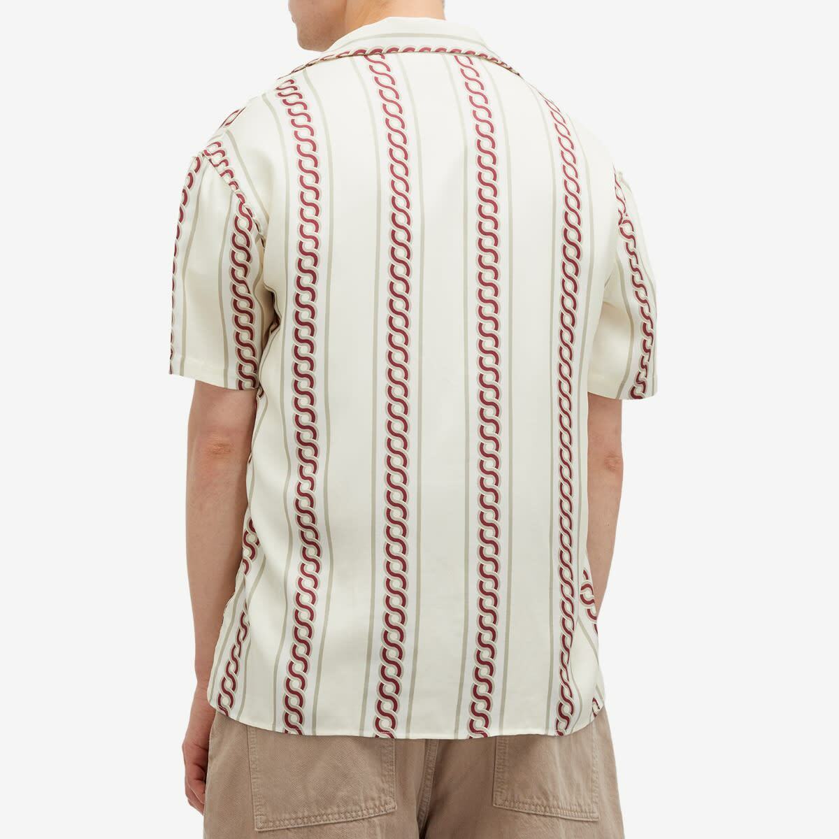 Drôle de Monsieur Men's Braided Print Vacation Shirt in Ecru