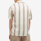 Drôle de Monsieur Men's Braided Print Vacation Shirt in Ecru