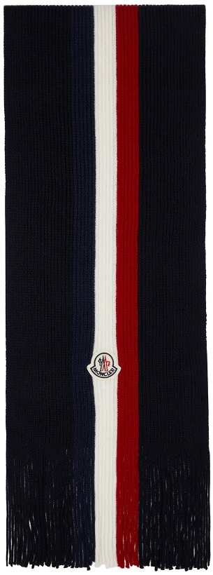 Photo: Moncler Navy Wool Stripes Scarf