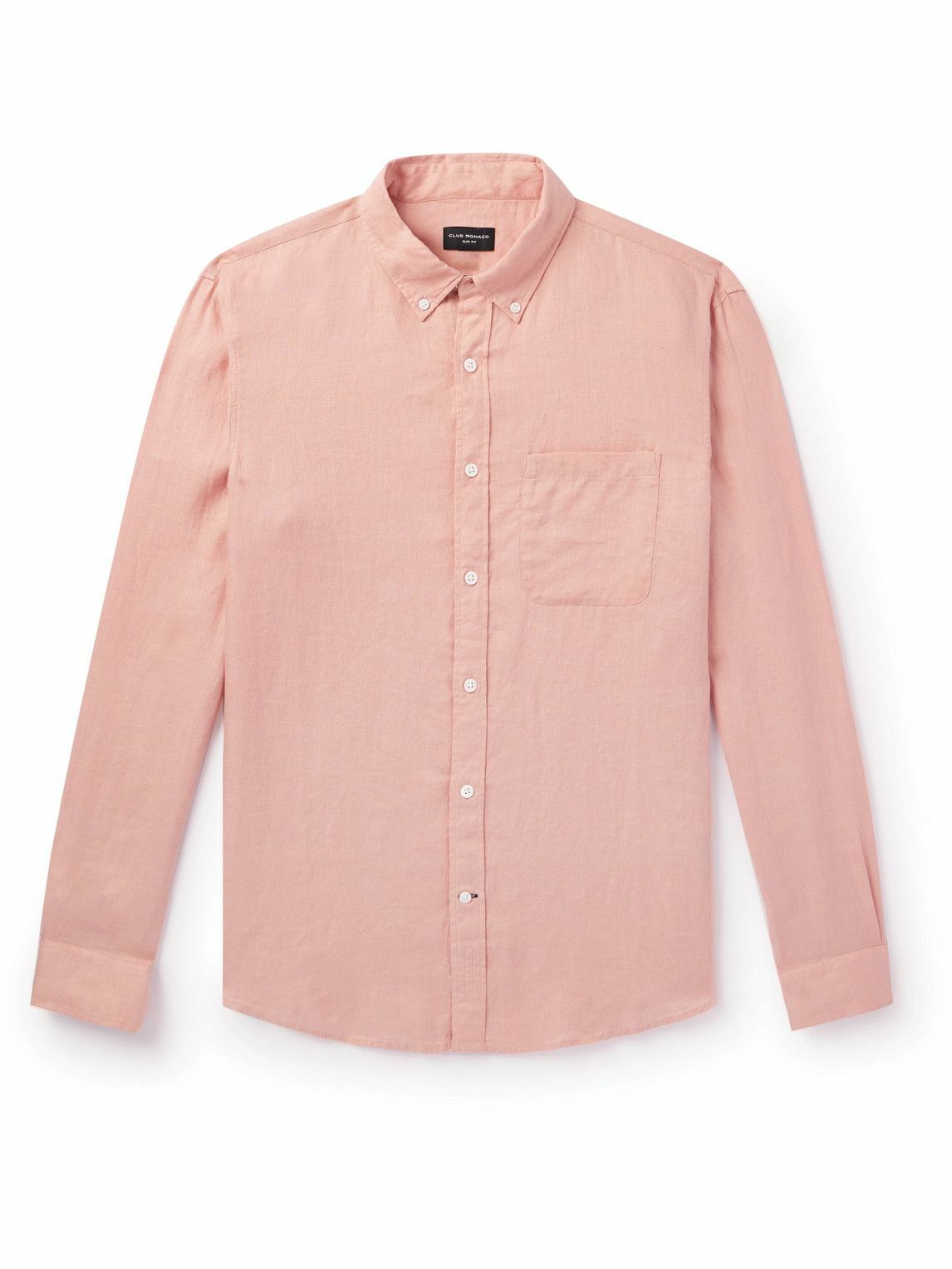 Club Monaco - Button-Down Collar Linen Shirt - Pink Club Monaco