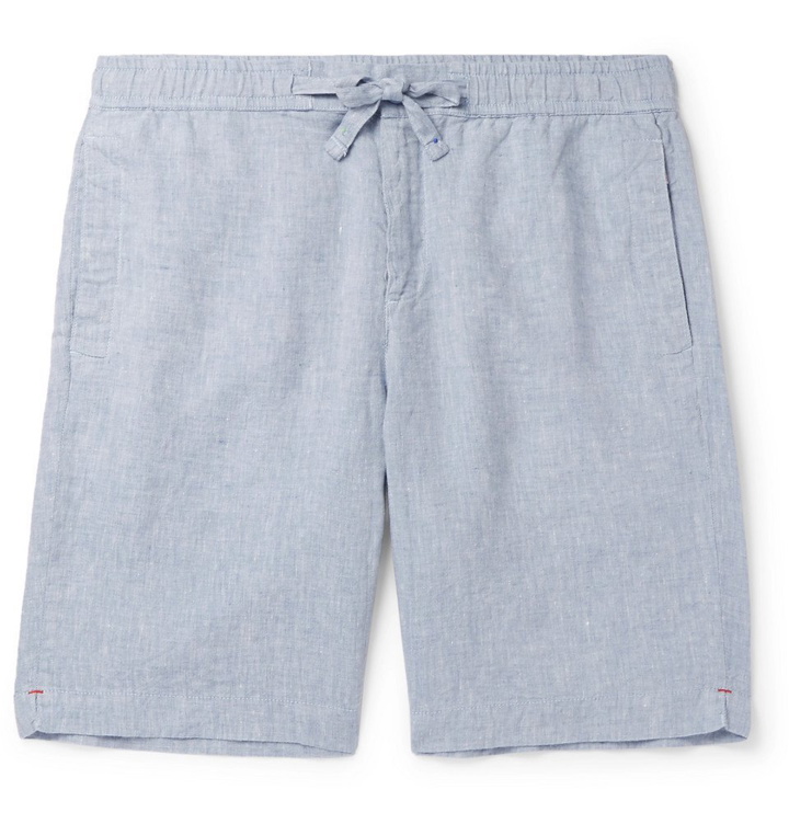 Photo: Orlebar Brown - Slim-Fit Linen-Chambray Drawstring Shorts - Blue