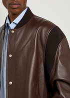 Loewe Rib-trimmed Leather Bomber Jacket Brown