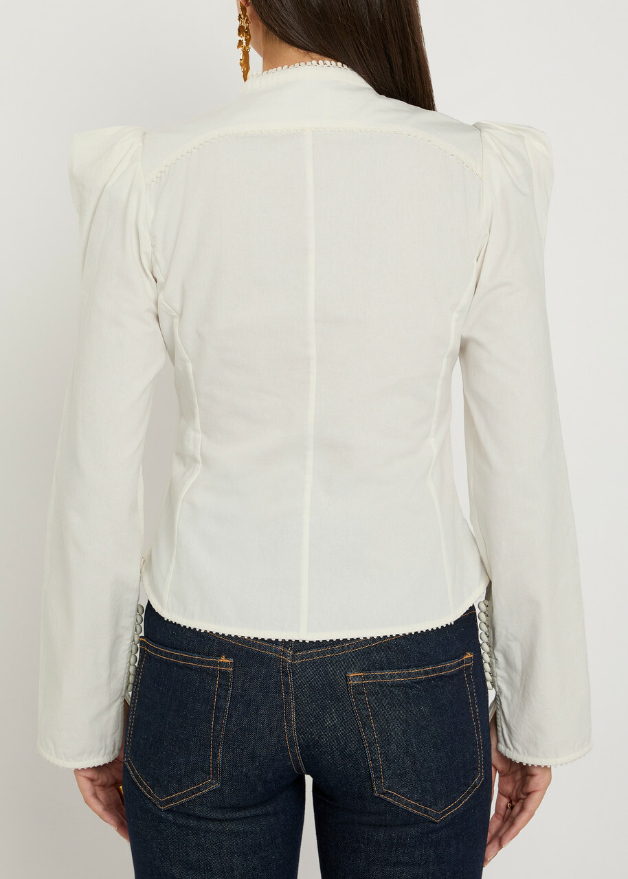 Isabel Marant Calina Picot Lace Cotton Blouse White