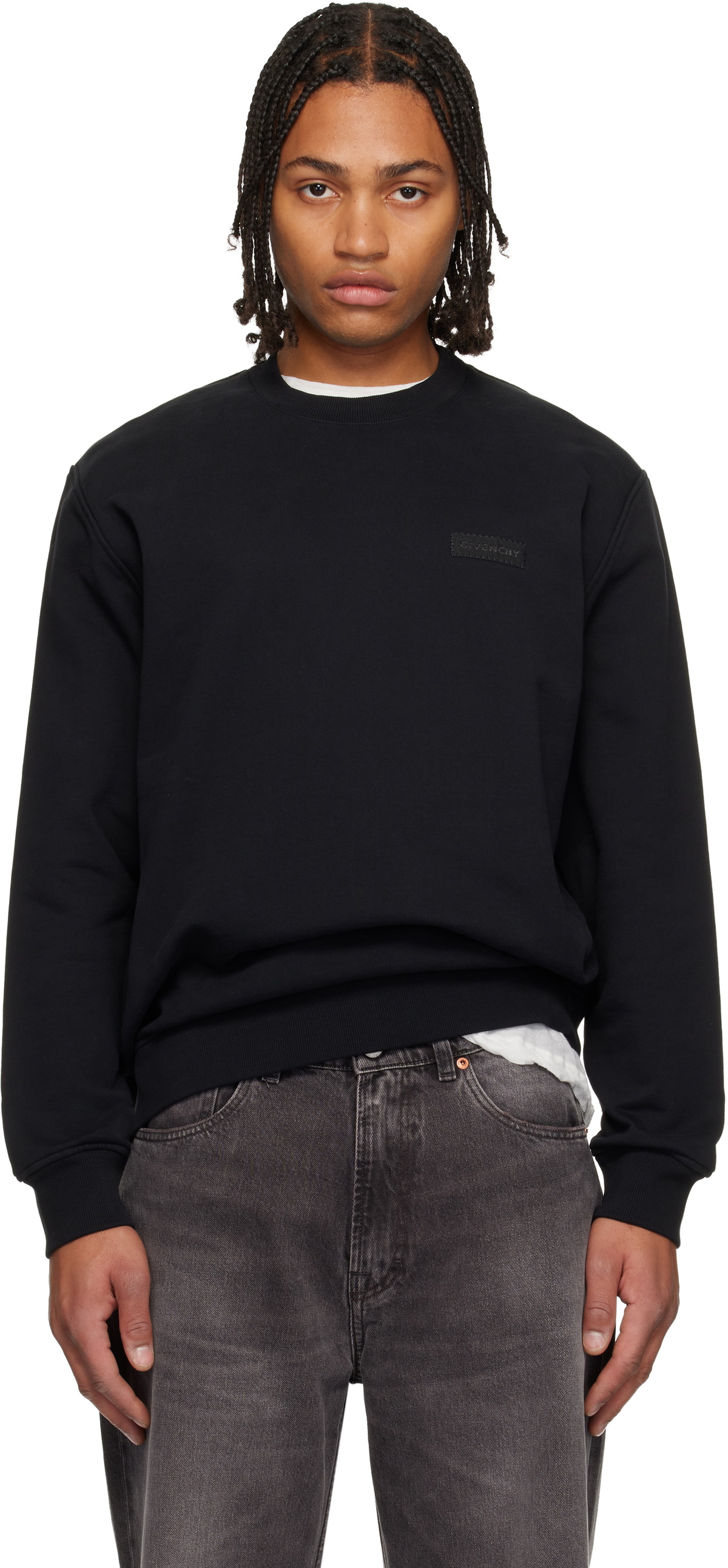 Givenchy Black 'GIVENCHY' Patch Sweatshirt